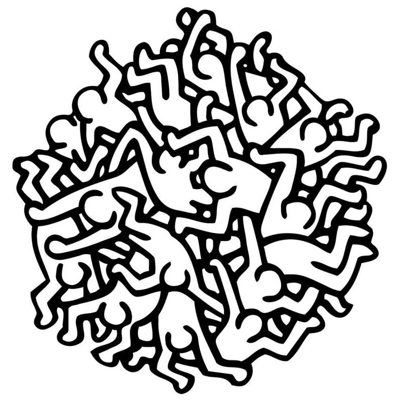 Décoration en Métal Keith Haring, Métal, Noir, 60x0,15x62 cm cm