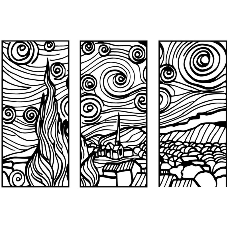 Décoration en Métal La Nuit étoilée 2, Métal, Noir, 98x0,15x71 cm