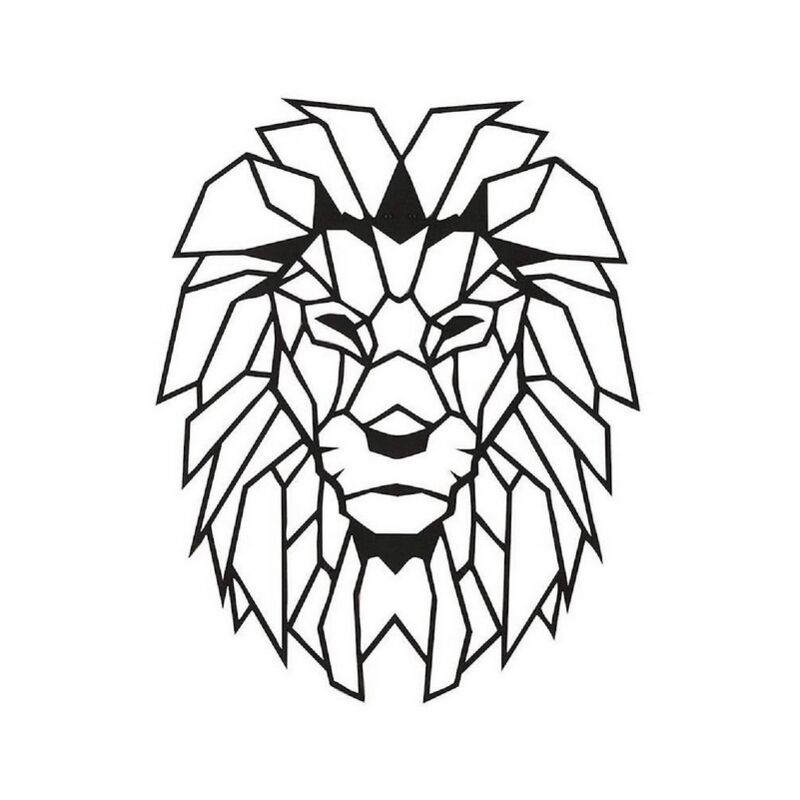 Décoration en Métal Lion 4, Métal, Noir, 40x1,5x50 cm