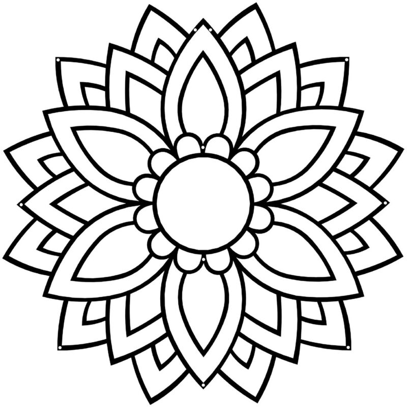 Décoration en Métal Mandala, Métal, Noir, 60x3x60 cm