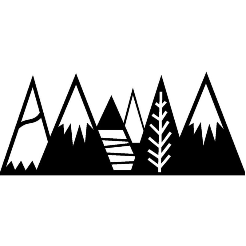 Décoration en Métal Montagne 2, Métal, Noir, 90x0,15x38 cm