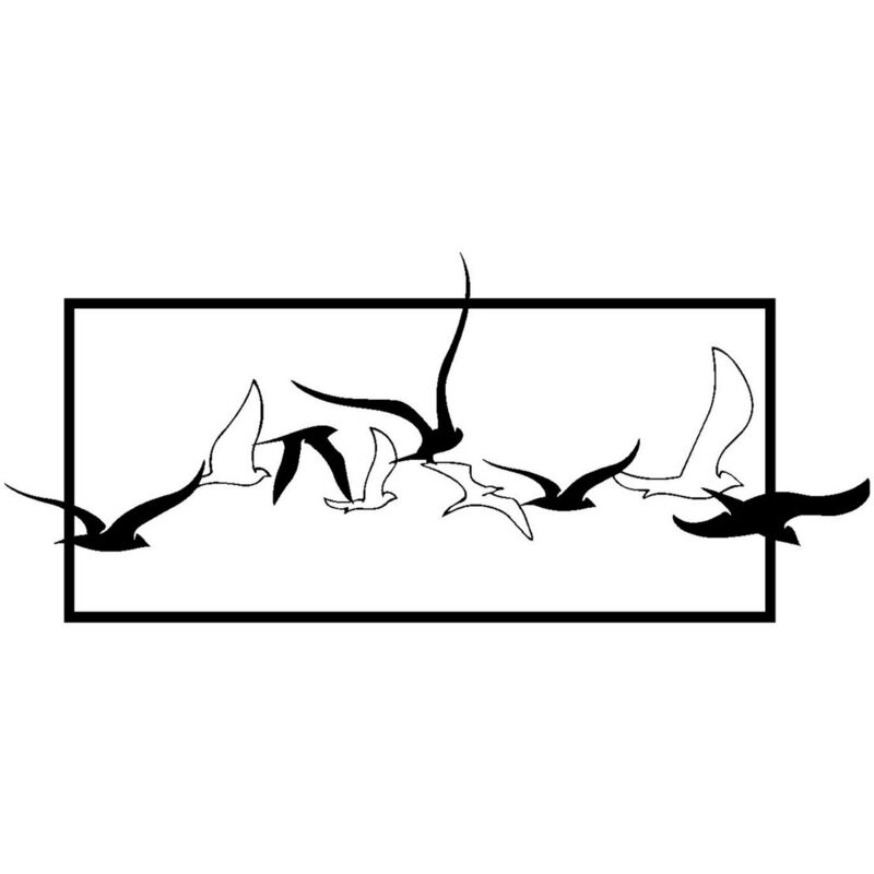 Décoration en Métal Mouettes, Métal, Noir, 94x0,15x41 cm