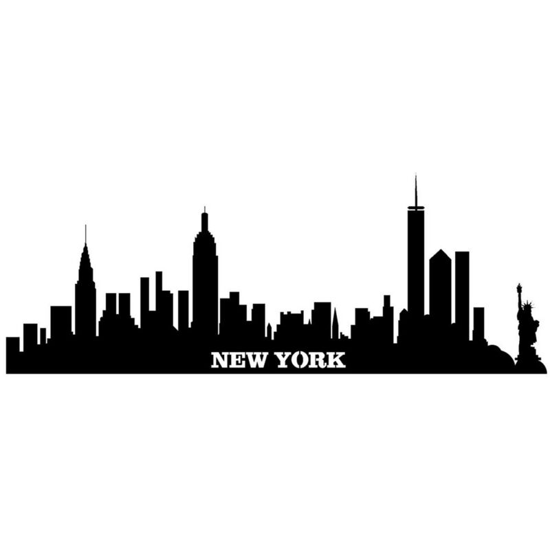 Décoration en Métal New York 2, Métal, Noir, 100x0,15x38 cm