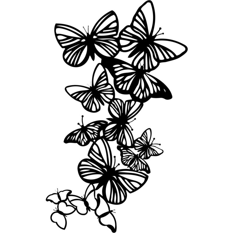 Epikasa - Décoration en Métal Papillon 6, Métal, Noir, 40x1,5x65 cm