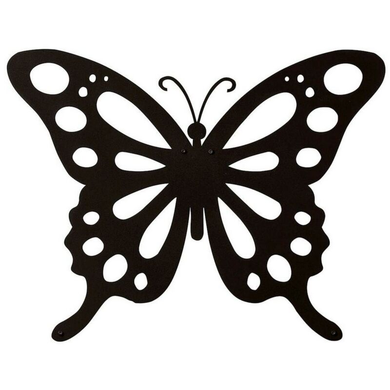 Epikasa - Décoration en Métal Papillon 7, Métal, Noir, 48x1,5x37 cm