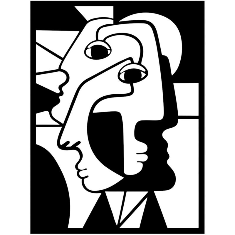 Epikasa - Décoration en Métal Picasso 6, Métal, Noir, 45x0,15x60 cm