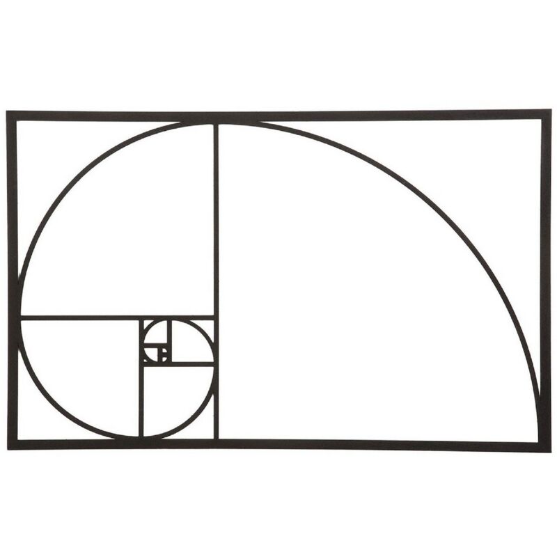 Décoration en Métal Proportion Dorée, Métal, Noir, 53x1,5x35 cm