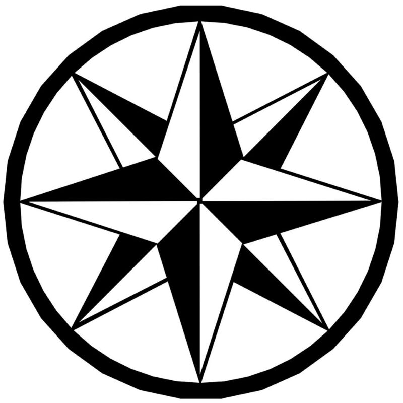 Décoration en Métal Rose des Vents 2, Métal, Noir, 60x3x60 cm