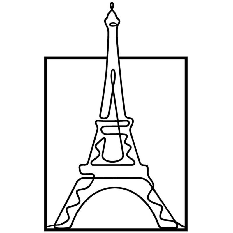 Décoration en Métal Tour Eiffel 3, Métal, Noir, 44x0,15x70 cm