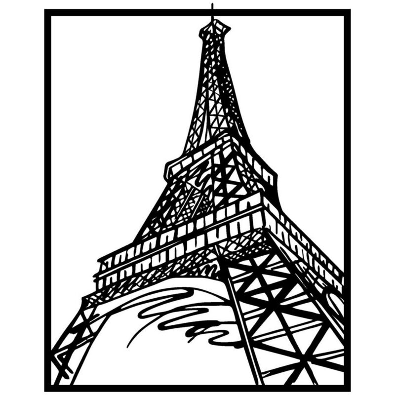 Epikasa - Décoration en Métal Tour Eiffel 4, Métal, Noir, 64x0,15x81 cm