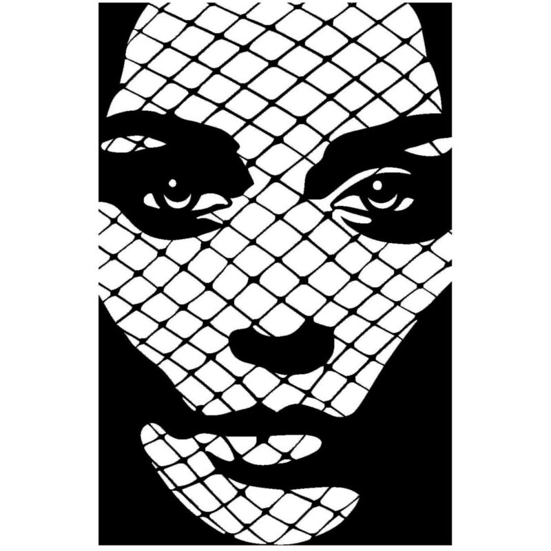 Décoration en Métal Visage 6, Métal, Noir, 43x0,15x65 cm