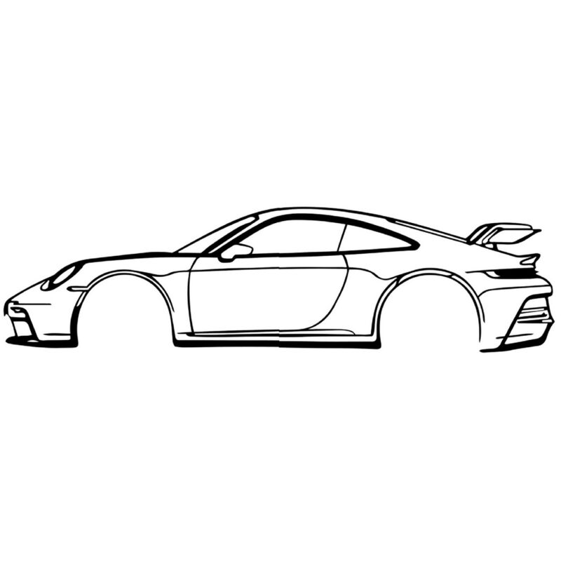 Décoration en Métal Voiture 2, Métal, Noir, 150x1,5x40 cm