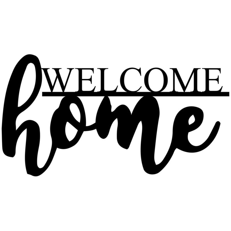 Décoration en Métal Welcome Home, Métal, Noir, 53x1,5x29 cm