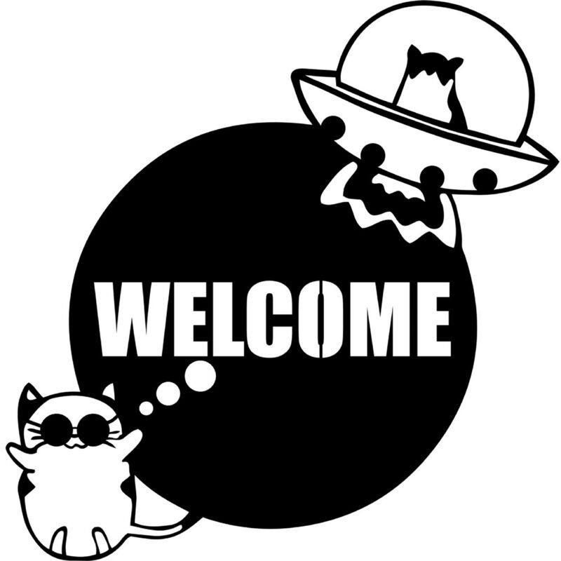 Décoration en Métal Welcome, Métal, Noir, 50x1,5x51 cm