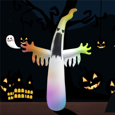 Décoration extérieure gonflable d Halloween, fantôme de cour, fantôme blanc brillant, décoration d Halloween, décoration de jardin, maison, fête d horreur intérieure, pelouse de cour