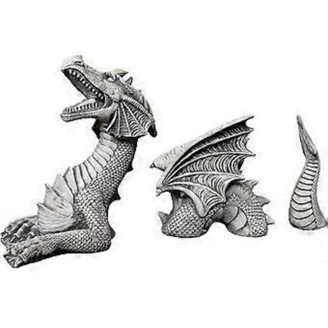 Décoration fantastique, statue de dragon en résine grise effet pierre, moulée à la main, marque exclusive, décoration intérieure et extérieure, modèle réaliste, cadeau