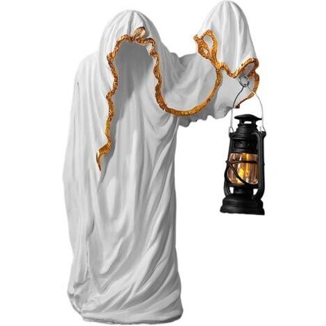 Décoration fantôme, lampe de table décorative fantôme, décoration d'Halloween d'horreur, adaptée à la chambre à coucher, au salon, au patio extérieur, au jardin, correspondance des couleurs noir et bl