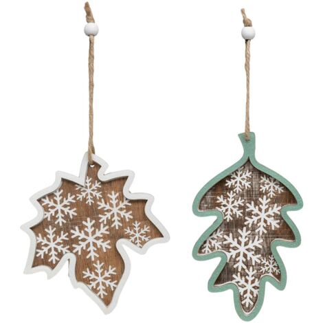 Décoration Feuilles Flocons x2 11cm - Atmosphera créateur d'intérieur