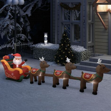 Décoration gonflable de Père Noël et de rennes LED 490 cm