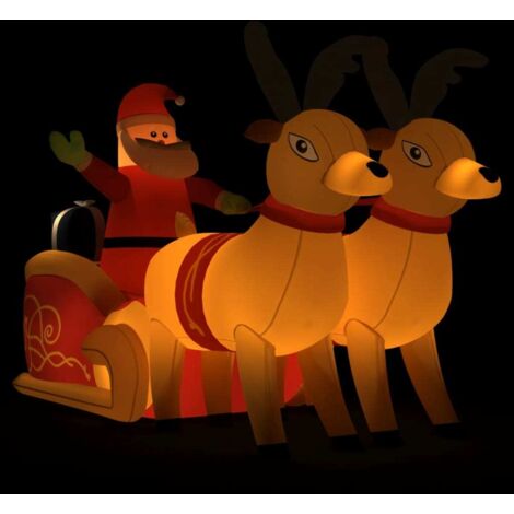 Décoration gonflable de Père Noël，Décoration de Noël et renne à LED 130 cm CFW63431