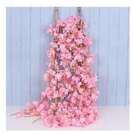 Décoration japonaise kawaii avec guirlande de fleurs de cerisier artificielles en soie, idéale pour la maison, l'hôtel ou le jardin.