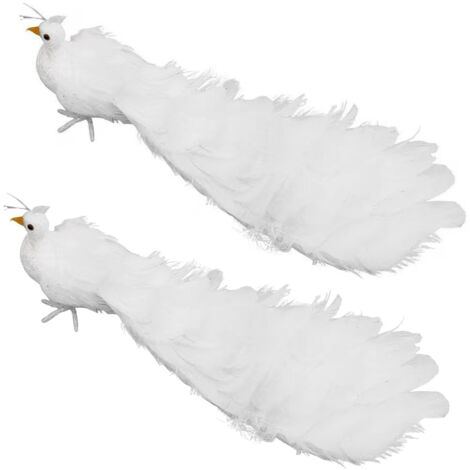 Décoration Jardin Paon Simulé + 2 Paons Plumés en mousse + Taille 37cm par 12cm par 13cm pour Décor de Fenêtre et Paysage de Cour