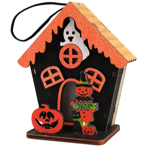 Décoration Lanterne Citrouille Halloween en Bois, Jouet Enfant pour Maison, Accessoire Horreur Fête.