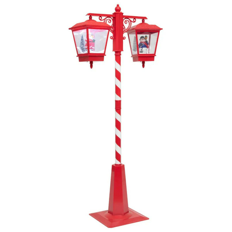 Lanterne double de Noël H188 rouge et blanc lumineuse