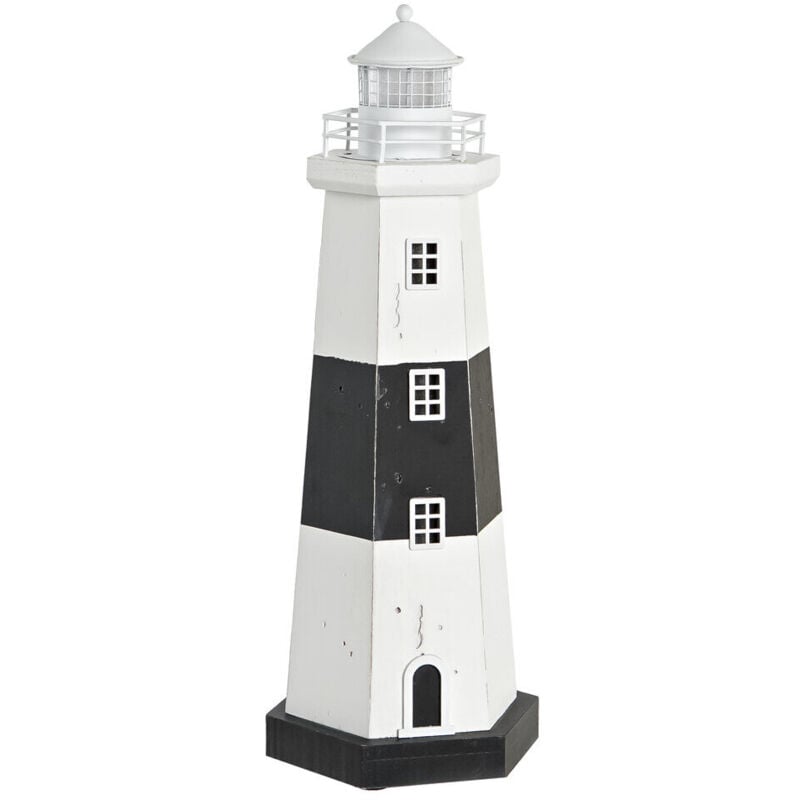 Décoration Lumineuse Bois Led 16X14X42 Phare Blanc