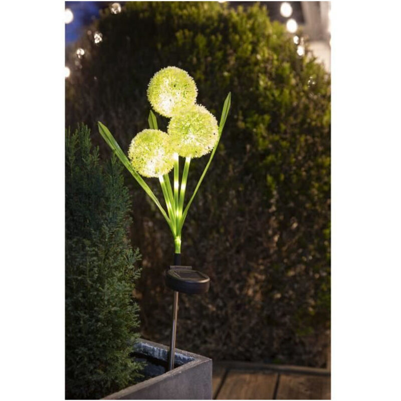 Décoration solaire: Fleur 3 boules 79cm, illuminez vos nuits avec élégance, effet magique garanti