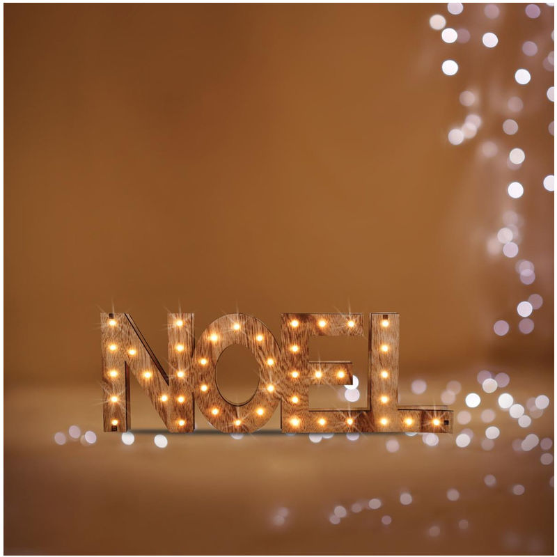 Fééric Lights And Christmas - Déco de Noël en Bois lumineux 41 led Blanc chaud 44 x 15 cm - Feeric Christmas - Bois