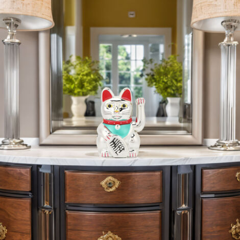 [Décoration Maneki Neko] Statue Chat Bénédiction Plastique Motif Effigie Électrique Automatique 
Statue Chat Bras Balancement Commémoration Chance Cadeau Maison Bureau Boutique Bar
