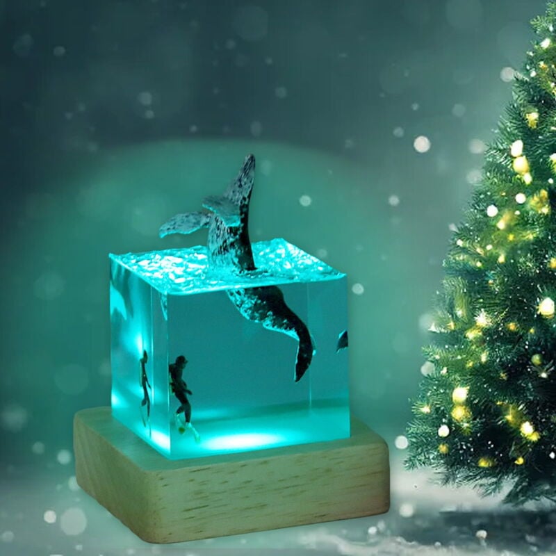 Décoration marine lumineuse usb en résine – Mini décoration colorée pour chambre, salon et bureau – Chargement usb pratique avec 7 lumières colorées