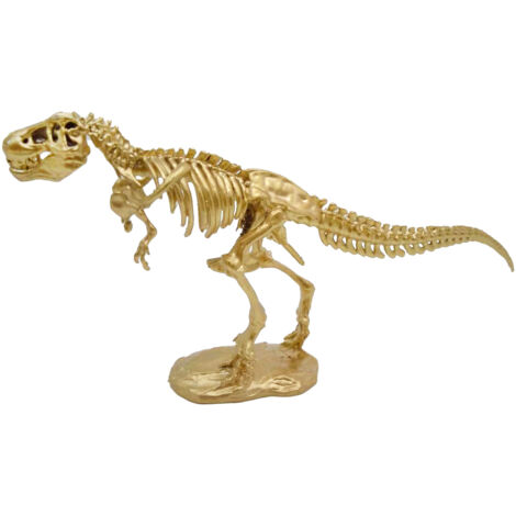 Décoration métallique Figurine squelette de dinosaure (Gold, 13x6.5x3 cm) Ornement pour bureau, salon et showroom, cadeau artisanal