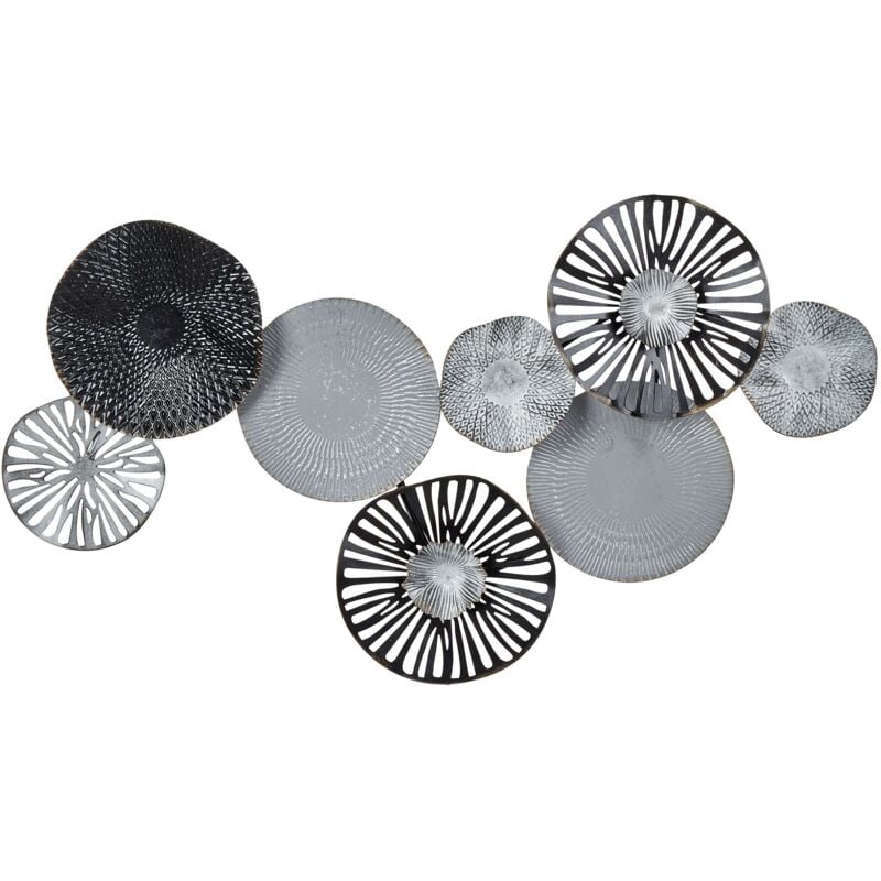 Décoration Moderne Art Mural Fait à la Main 84 x 49 cm Cadre en Métal Gris et Noir Tennessine