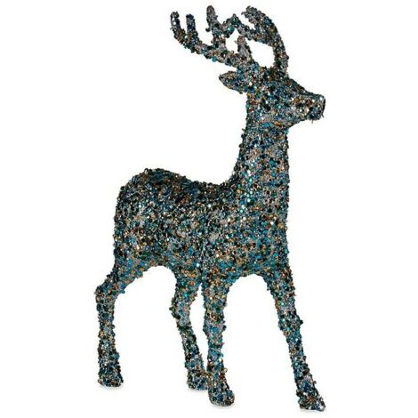 Décoration Moyen Renne 15 x 45 x 30 cm Bleu Doré Plastique