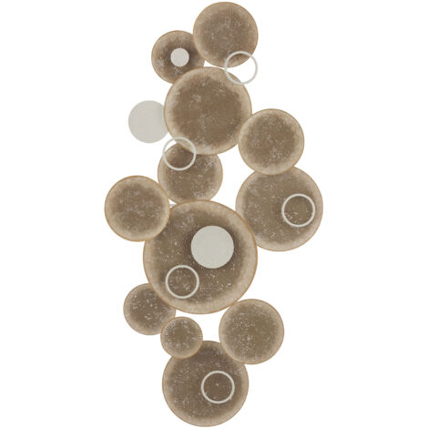 Décoration murale 120x60 cm cercles en métal marron et blanc