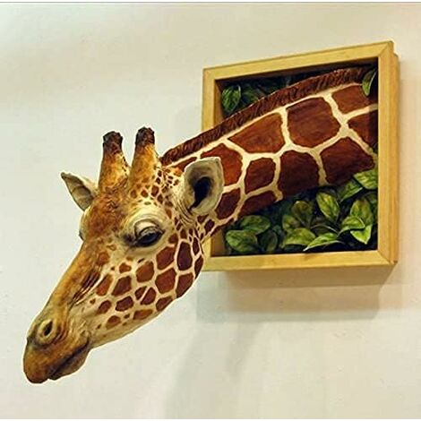 Décoration murale 3D tête de girafe, art mural réaliste de statue en latex animal, embellissement de l'espace de la chambre Embrassez la décoration naturelle de la maison