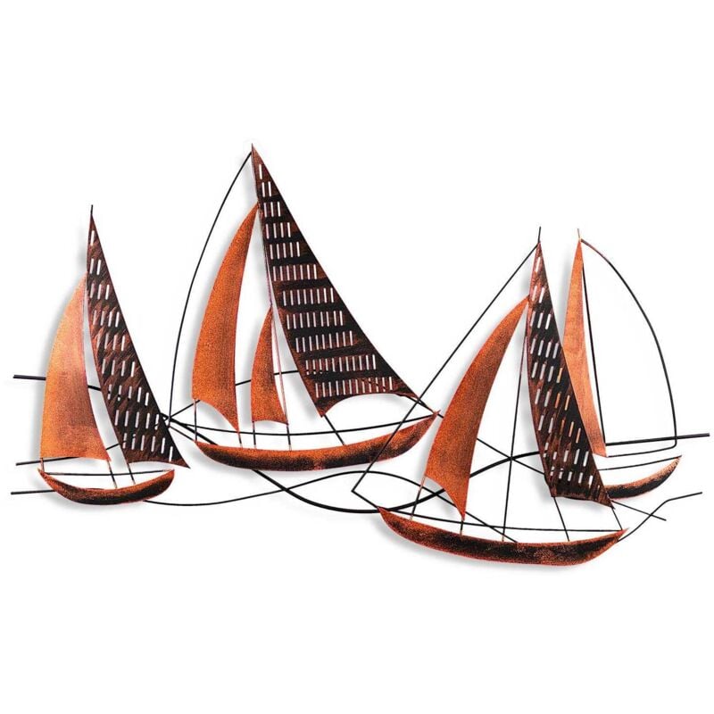 Décoration murale en métal - Mer Bateaux (effet rouille)