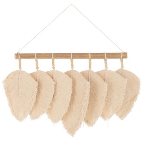 Décoration Murale "7 Plumes Coton" 40cm Naturel