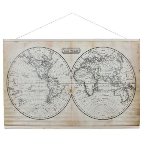 Décoration Murale à Suspendre "Mappemonde" 110cm Noir