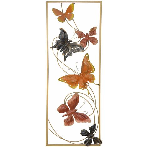Décoration murale a suspendre motif papillon métal anthracite/terra 28,5x4x74,5 cm DEC05080