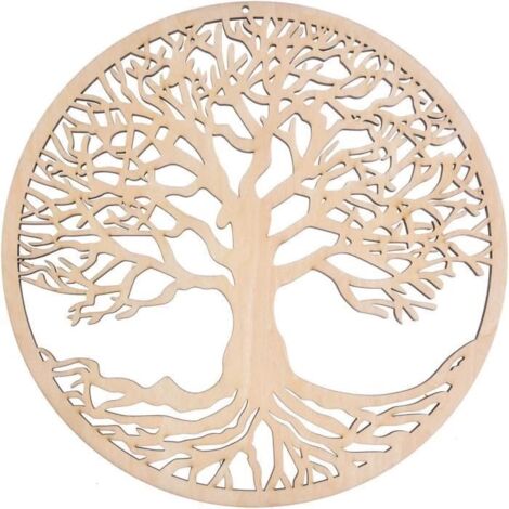 Décoration Murale A180 - Arbre de Vie en Bois Massif - 11 Pouces - Style Rustique