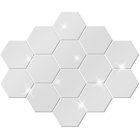 Décoration Murale Acrylic Adhésifs Hexagone 12 pièces - Marque Miroirwall Decals - Modèle Hexagon Mirror - Couleurs Variées - Multi-Fonctions