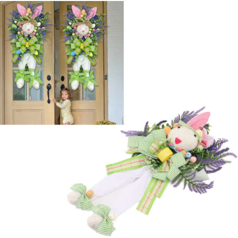 [Décoration Murale] Adorable Figurine Lapin Simulée en Plastique avec Cercle Fleuri - Décor Domicile Bureau Lumineux