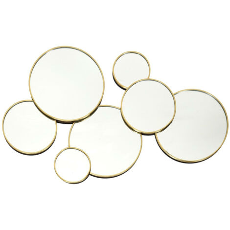 DÉCORATION MURALE Aindar avec MIROIRS RONDS, doré