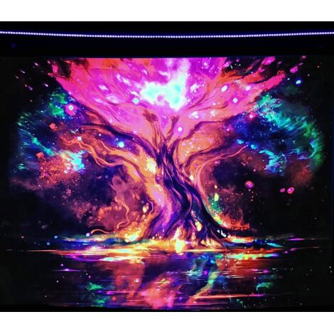 Décoration murale Arbre de Vie 180 x 230 cm, fluorescente – psychédélique