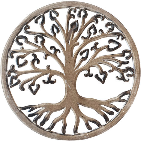 Décoration murale arbre de vie en bois – Artisanale de Bali – 30x30 cm – Unique avec imperfections naturelles