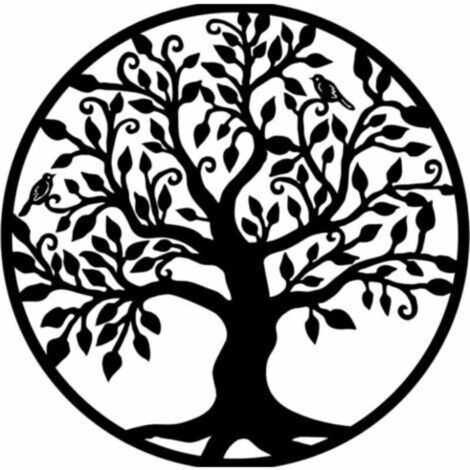 Décoration murale arbre de vie en métal, Art de Silhouette, cadeau d'intérieur, d'extérieur, décoration de jardin et de maison（3030cm）