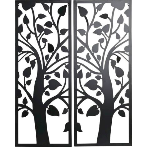Décoration murale arbre métal noir style shabby chic - noir mat élégant